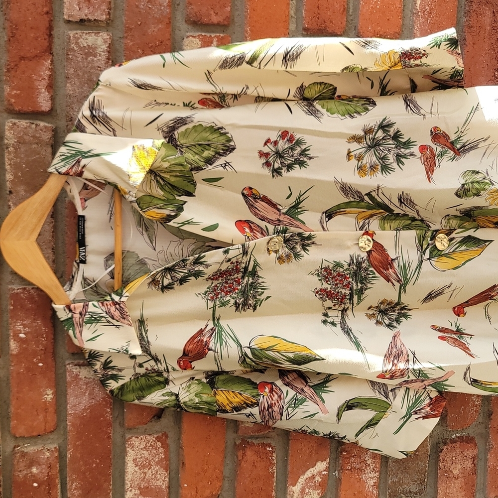Zara Parrot Shirt Dress. Med. - Picture 2 of 9